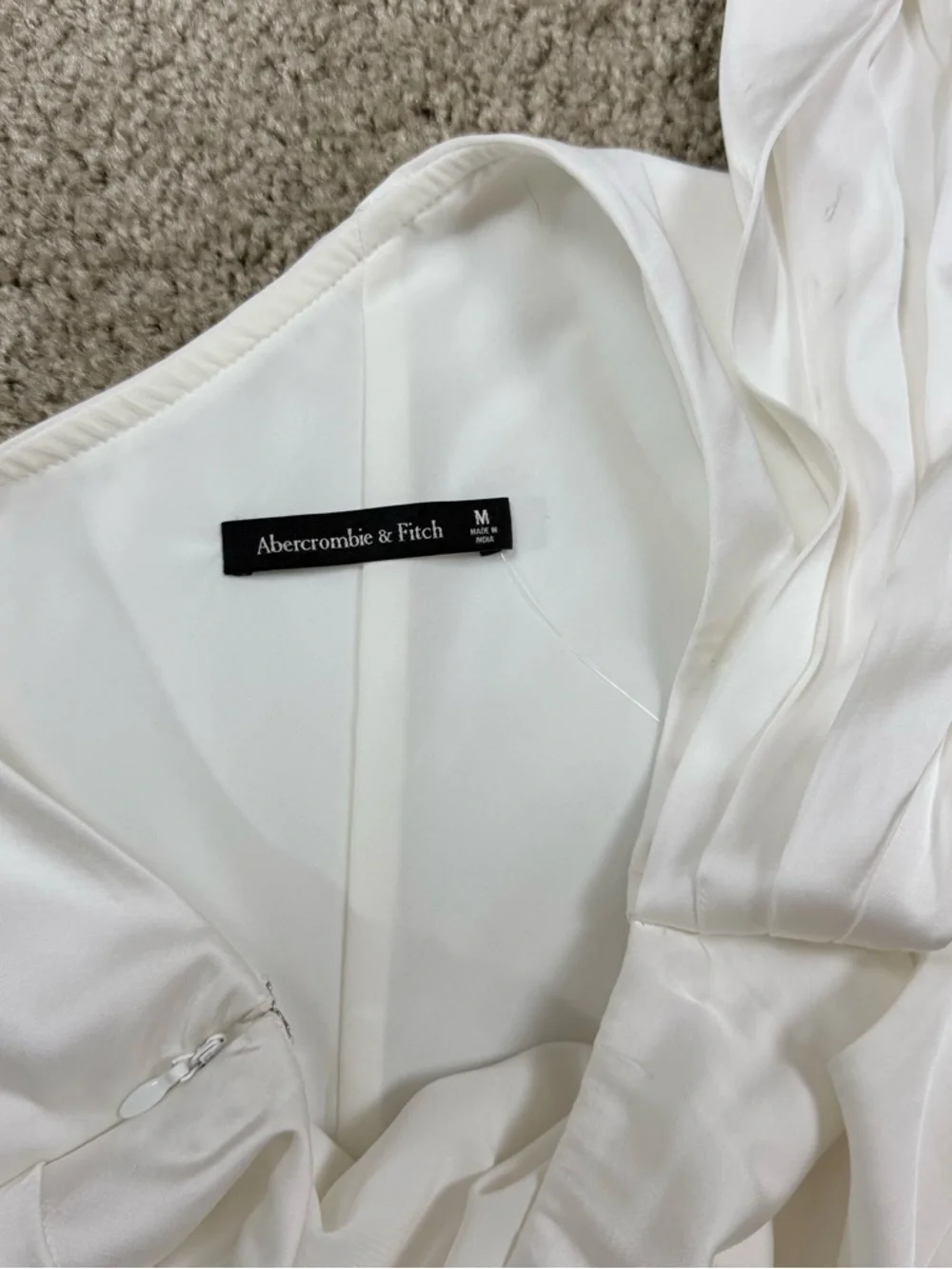 Abercrombie & Fitch One-Shoulder White Fringe-Scarf Cocktail Club Wedding Dress - Picture 9 of 14